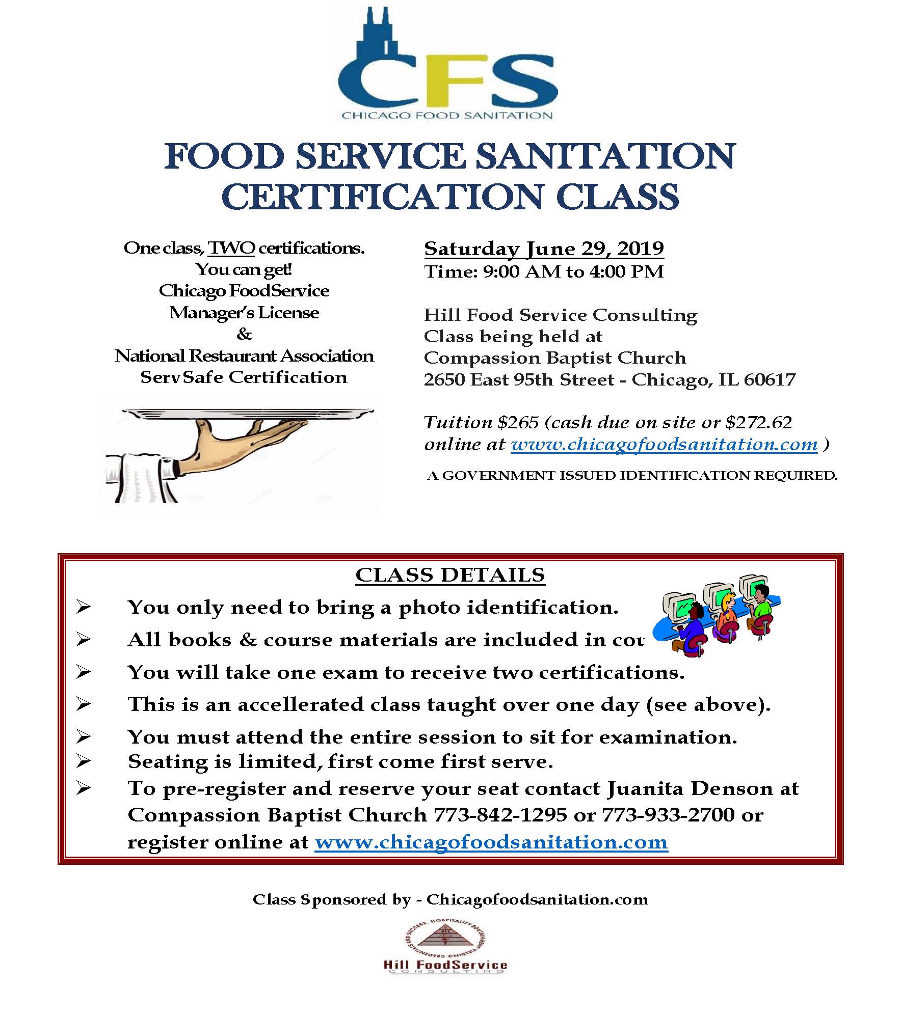 Food Service Sanitation Certification Class State Rep Marcus Evans
